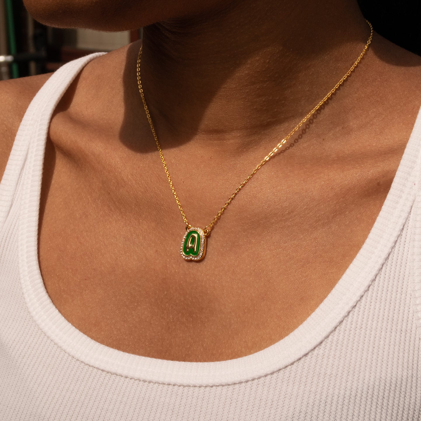 Bubble Letter Initial Necklace