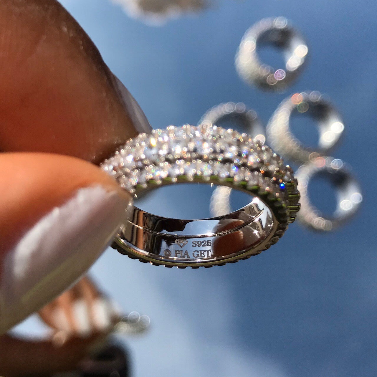 Prinny 3 Row Eternity Fidget Ring - Silver