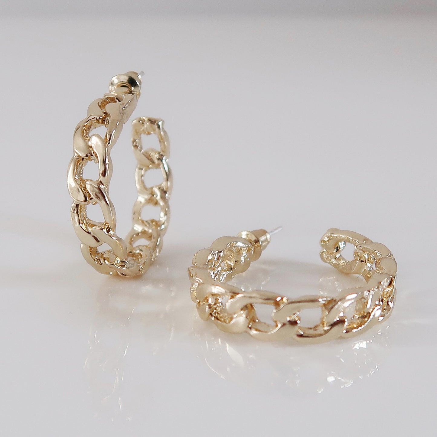 Gabrielle Cuban Hoop Earrings - Silver