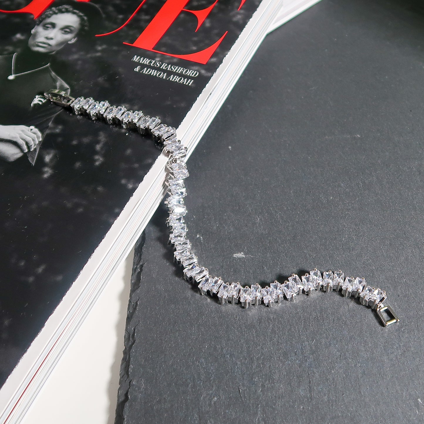 Rebecca Staggered Diamante Bracelet - Silver