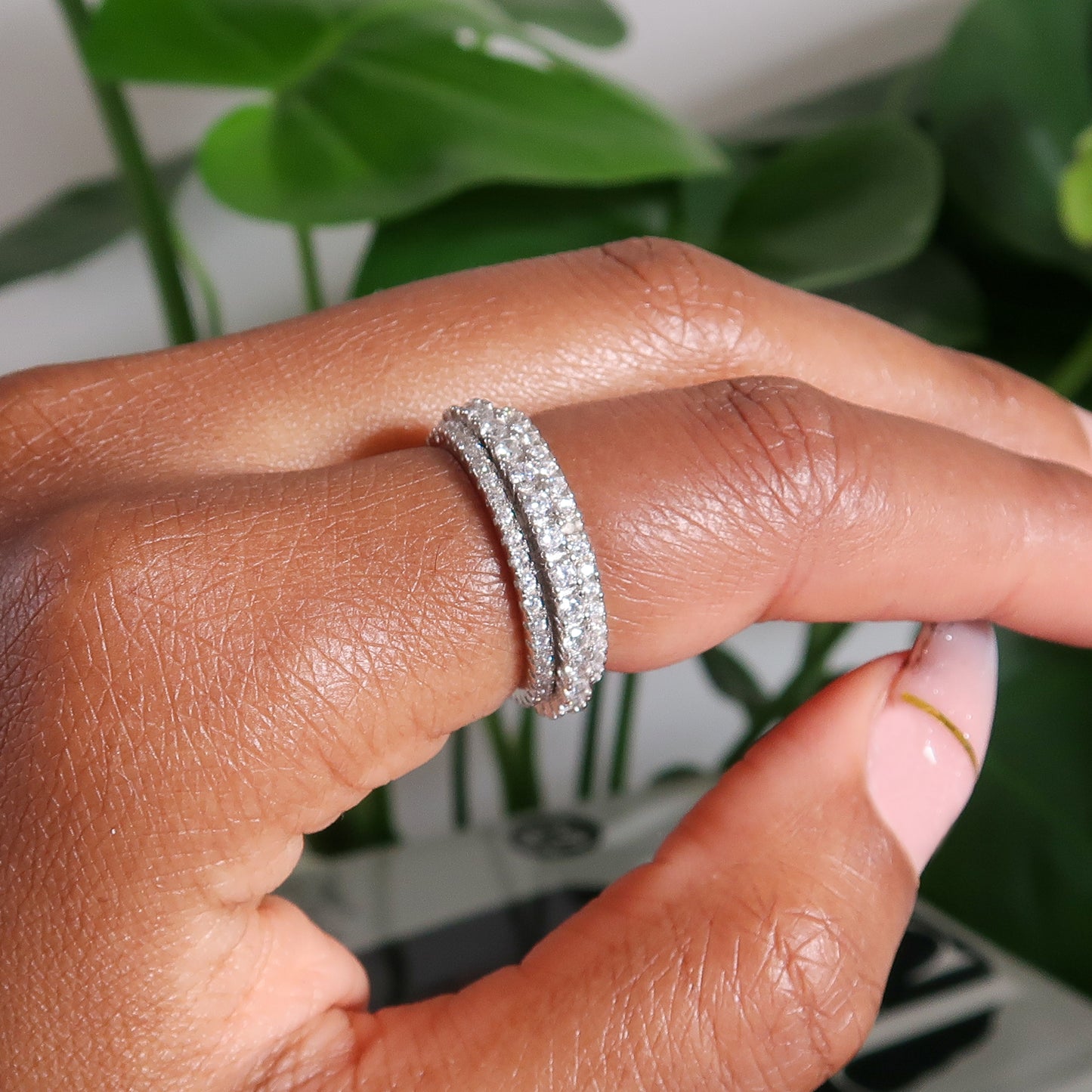 Prinny 3 Row Eternity Fidget Ring - Silver