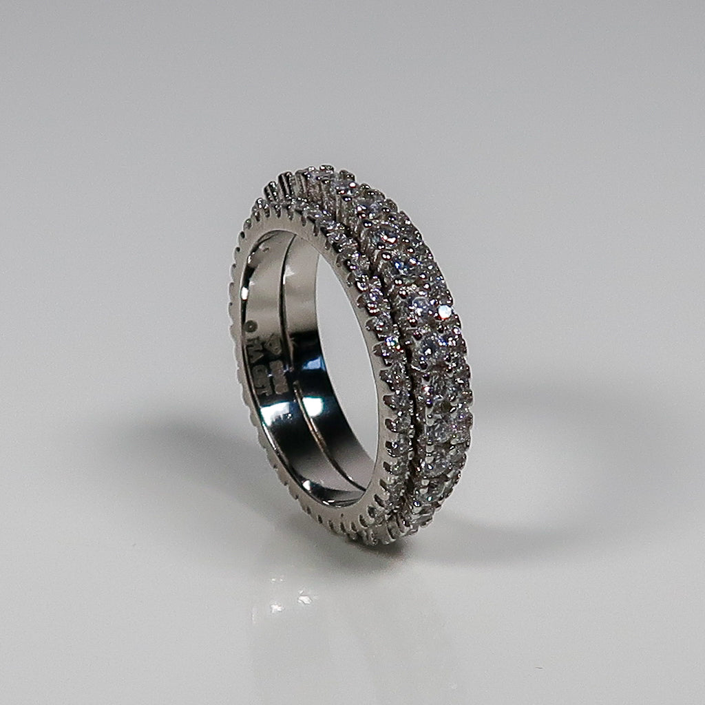 Prinny 3 Row Eternity Fidget Ring - Silver
