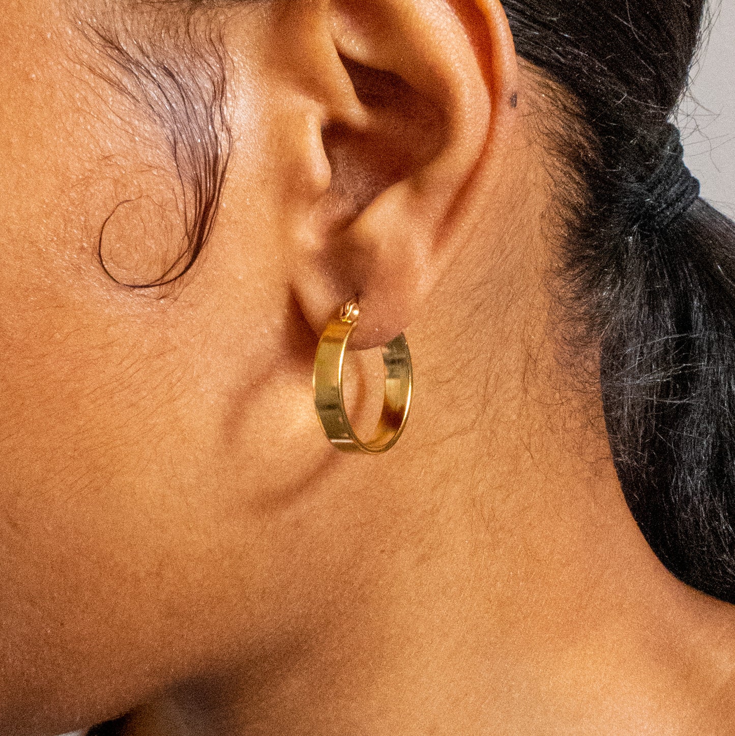 Leilani Flat Plain Hoop Earrings