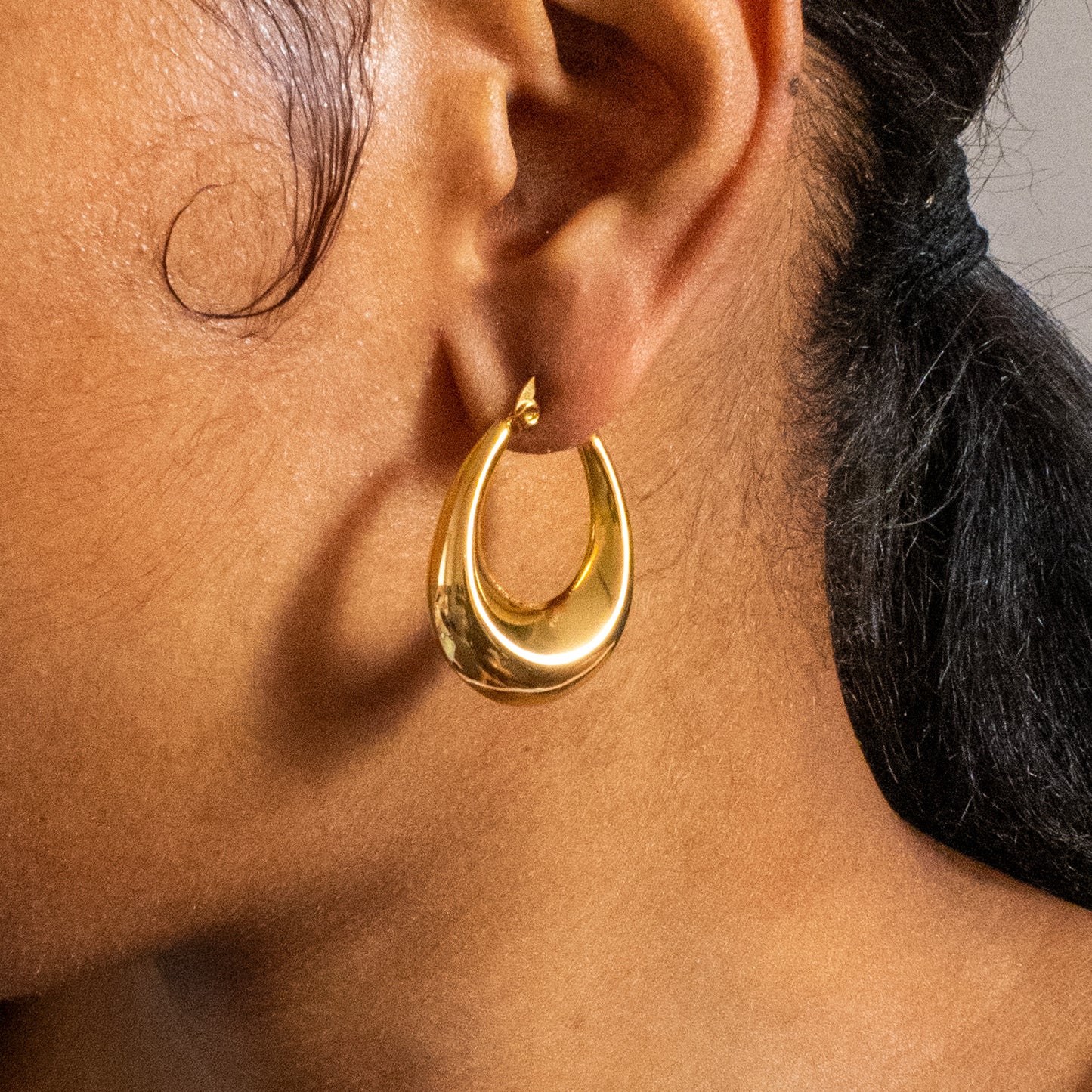 Savannah Tear Drop Oval Hoop Earrings