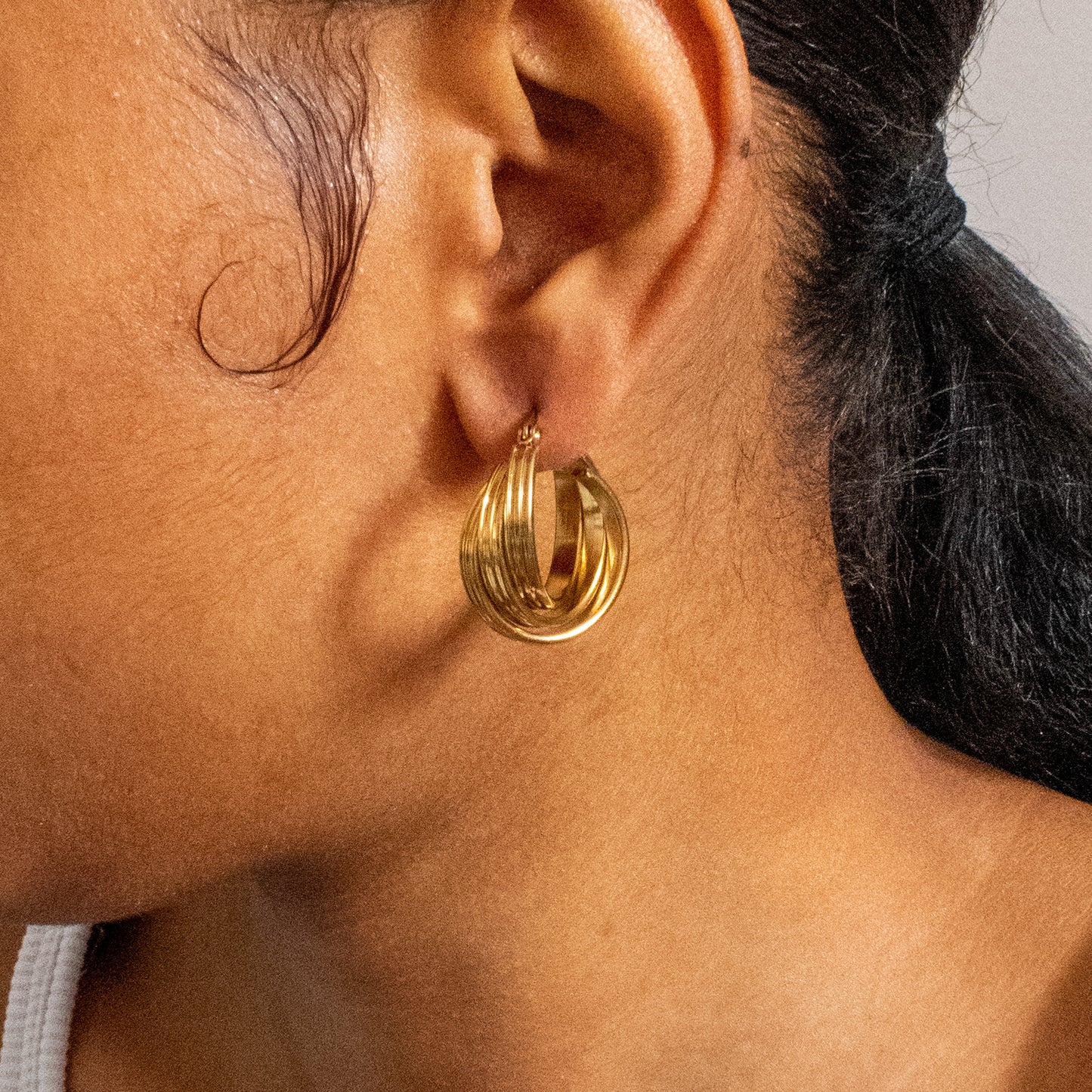 Hailey Twisted Triple Hoop Earrings