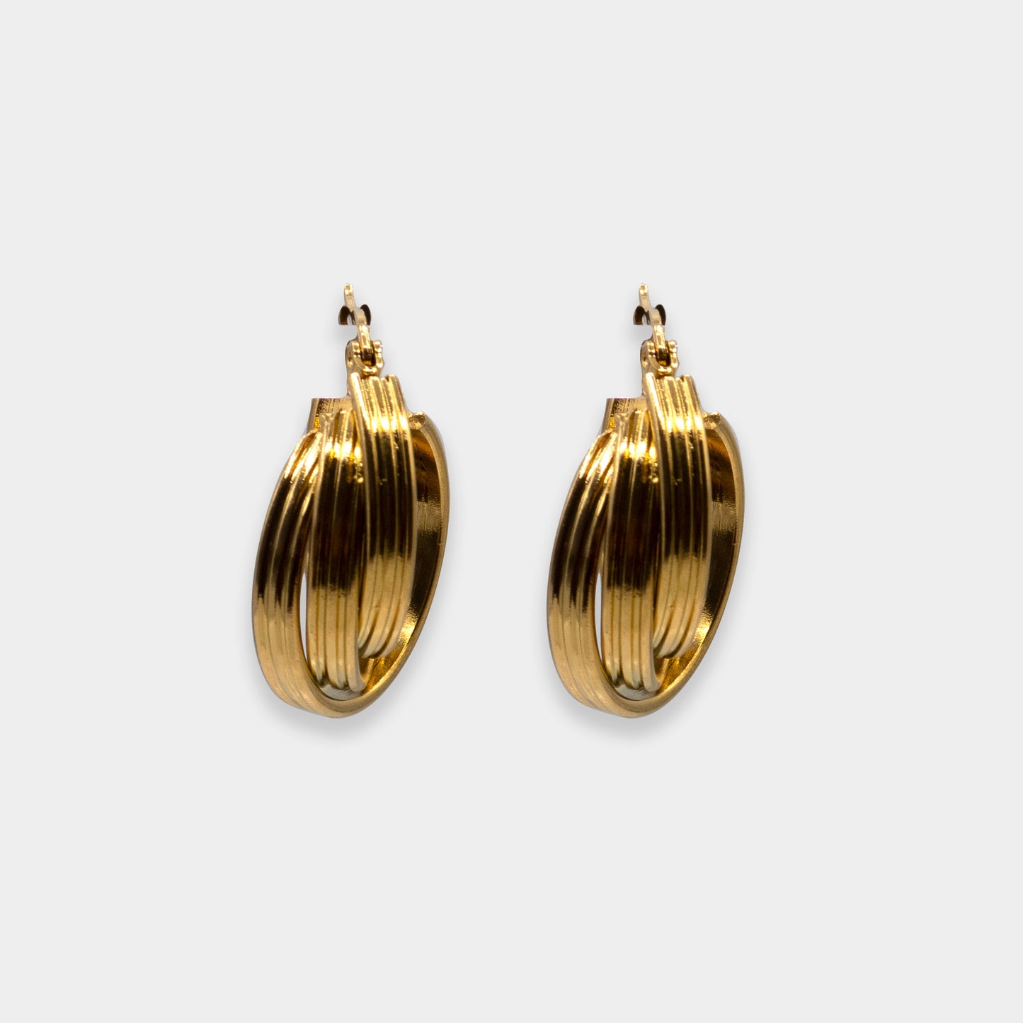Hailey Twisted Triple Hoop Earrings