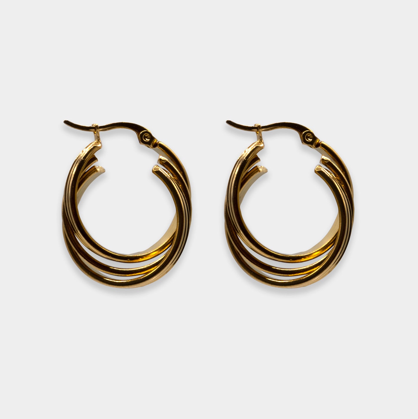 Hailey Twisted Triple Hoop Earrings