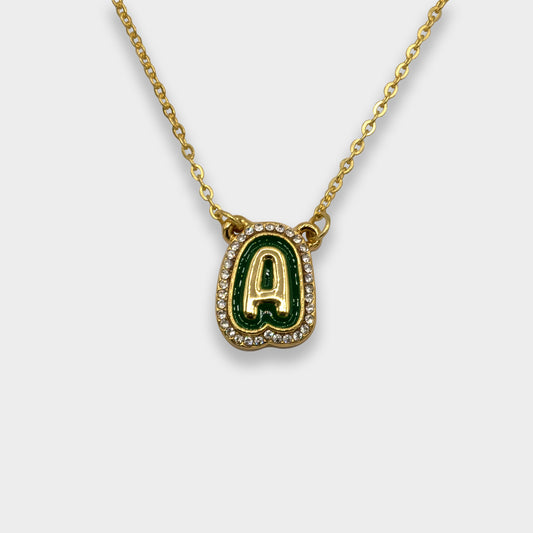 Bubble Letter Initial Necklace