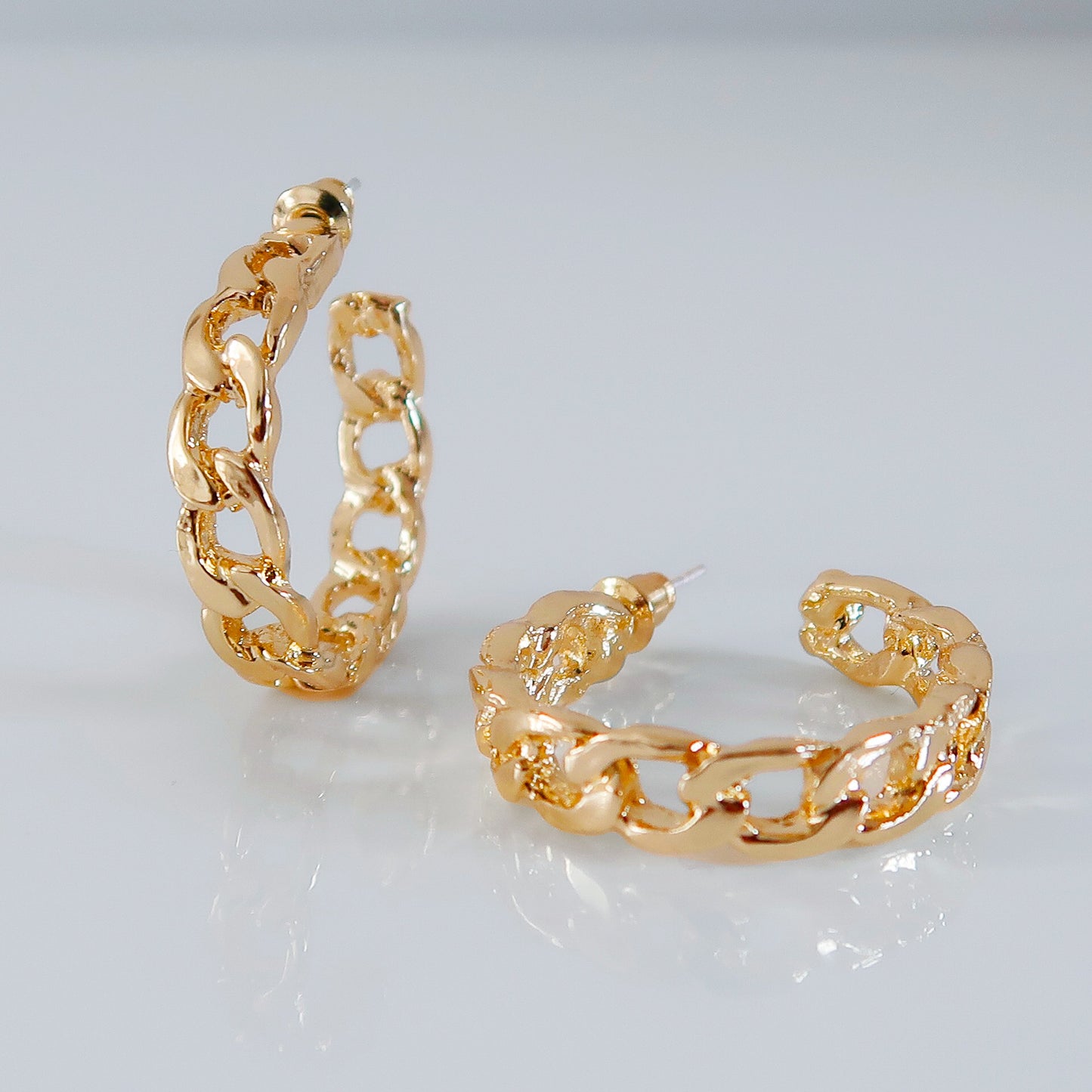 Gabrielle Cuban Hoop Earrings - Gold