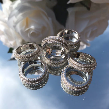 Prinny 3 Row Eternity Fidget Ring - Silver