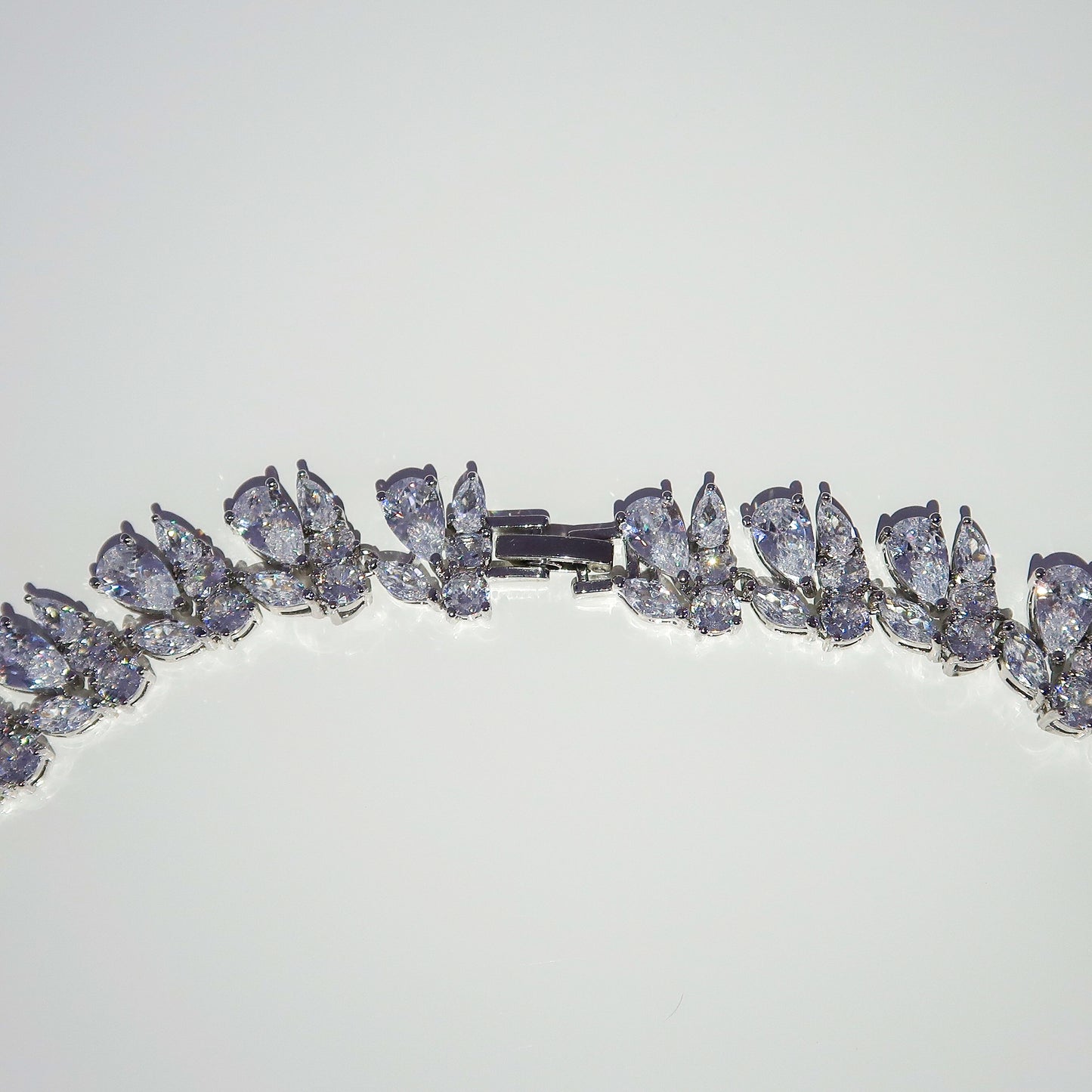 Dynasty Teardrop Cluster Silver Necklace - Pink