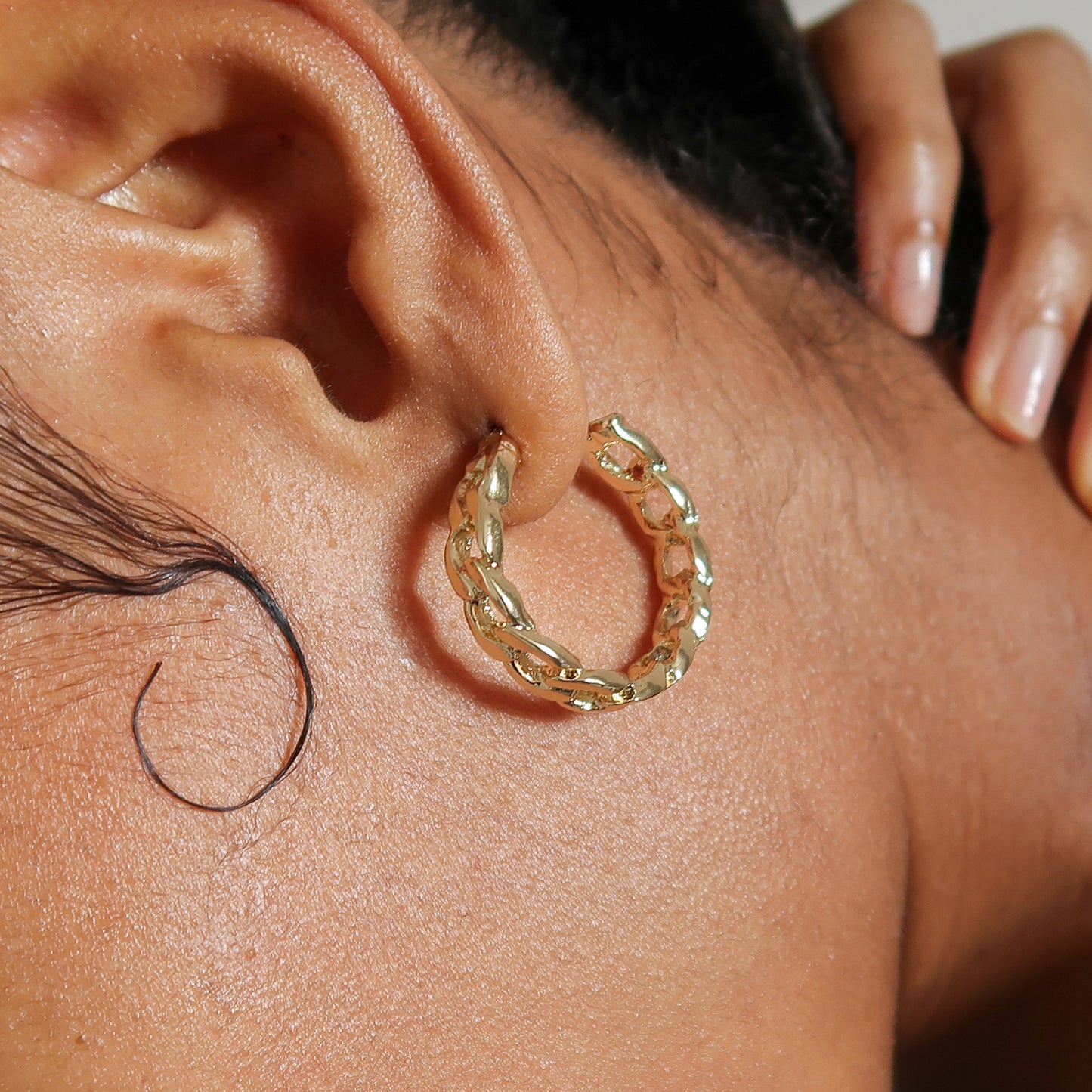 Gabrielle Cuban Hoop Earrings - Gold