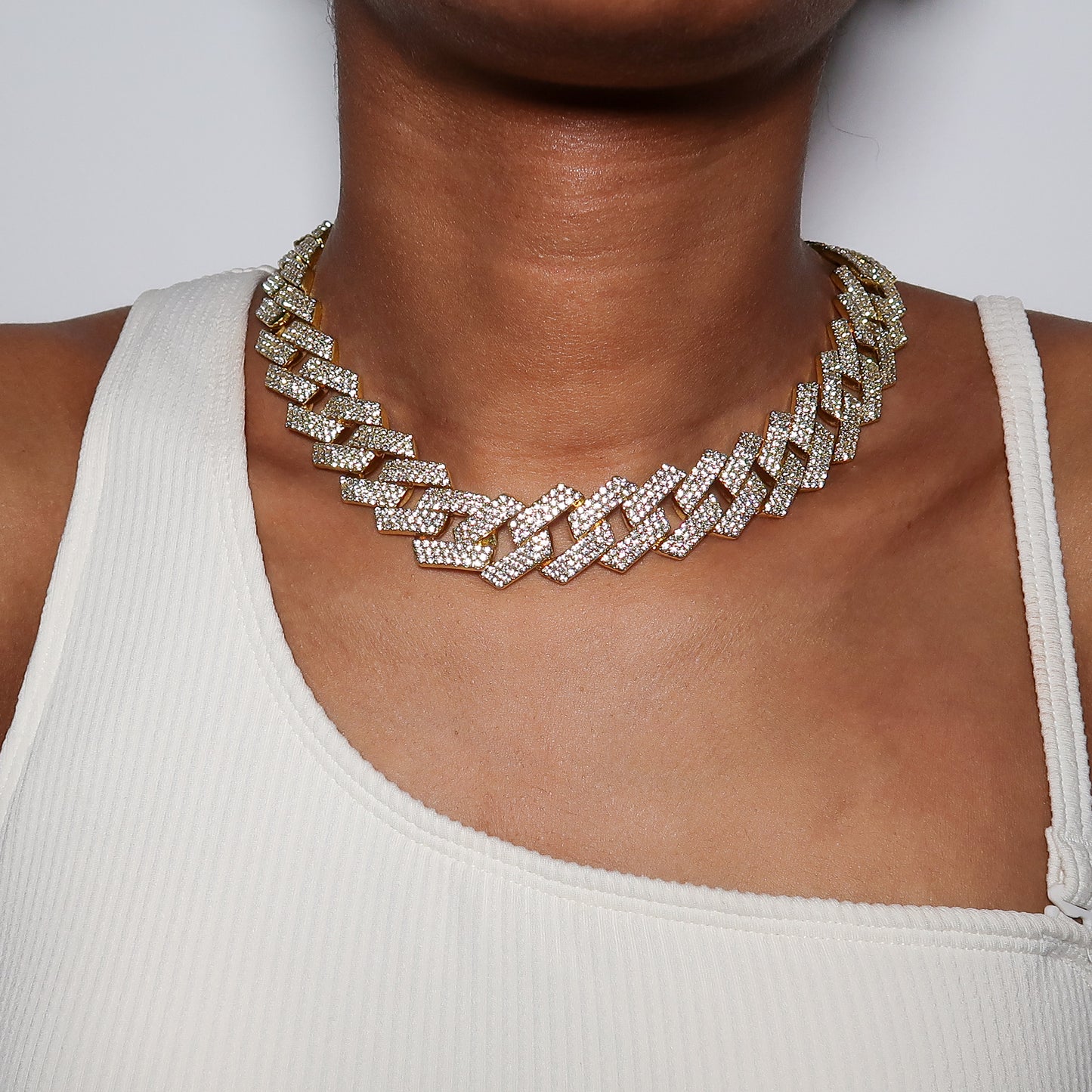 Ariana Diamante Cuban Link Necklace - Gold