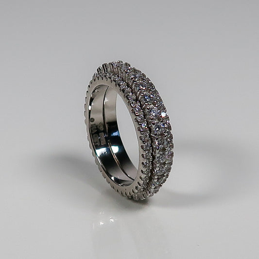 Prinny 3 Row Eternity Fidget Ring - Silver