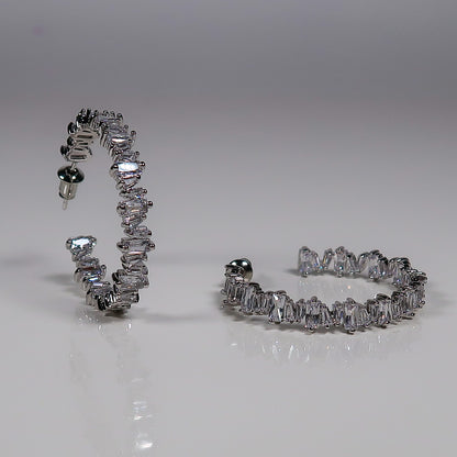 Jenna Cluster Diamante Hoop Earrings - Gold