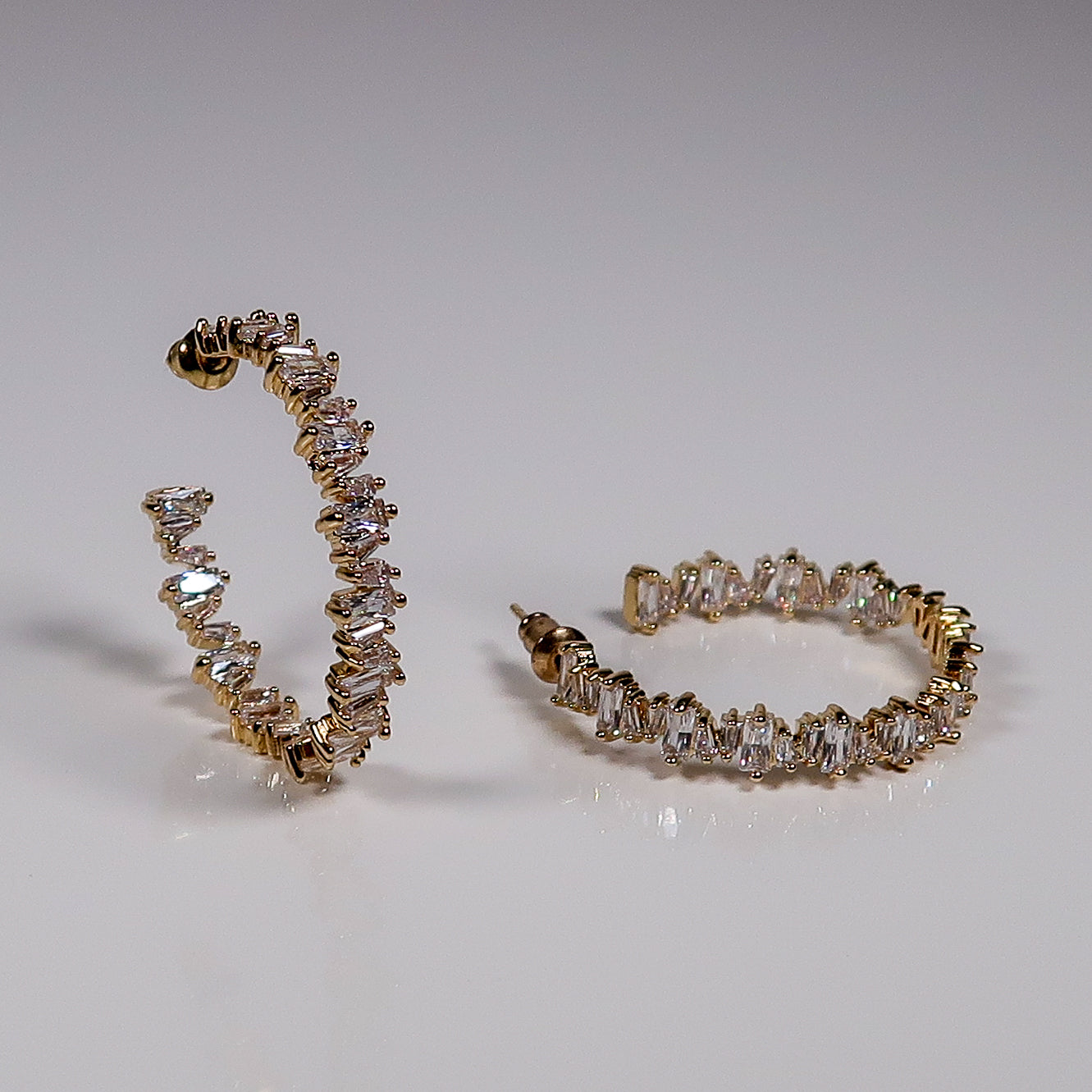 Jenna Cluster Diamante Hoop Earrings - Silver
