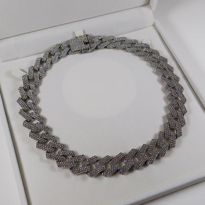 Ariana Diamante Cuban Link Necklace - Silver