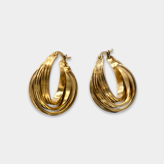 Hailey Twisted Triple Hoop Earrings